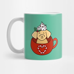 Holiday Christmas Dog in a Festive Candy Cane Heart Mug, made by EndlessEmporium Mug